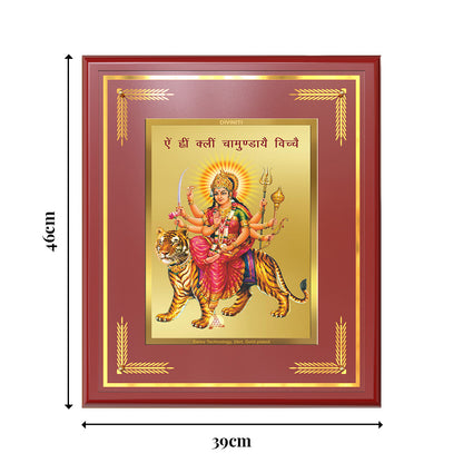 Diviniti Goddess Durga with Sacred Mantra Wall Photo Frame in 24K Gold Plated Foil – Power, Protection & Divine Energy