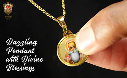 Diviniti 24K Gold Plated Foil 18MM Double Sided Pendant Guru Nanak Dev Ji & Sachkhand Shri Darbar Sahib (Golden Temple)