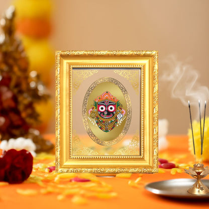 Lord Jagannath Divine Puri Sacred Blessings Royal Tabletop Frame in 24K Gold Plated Foil