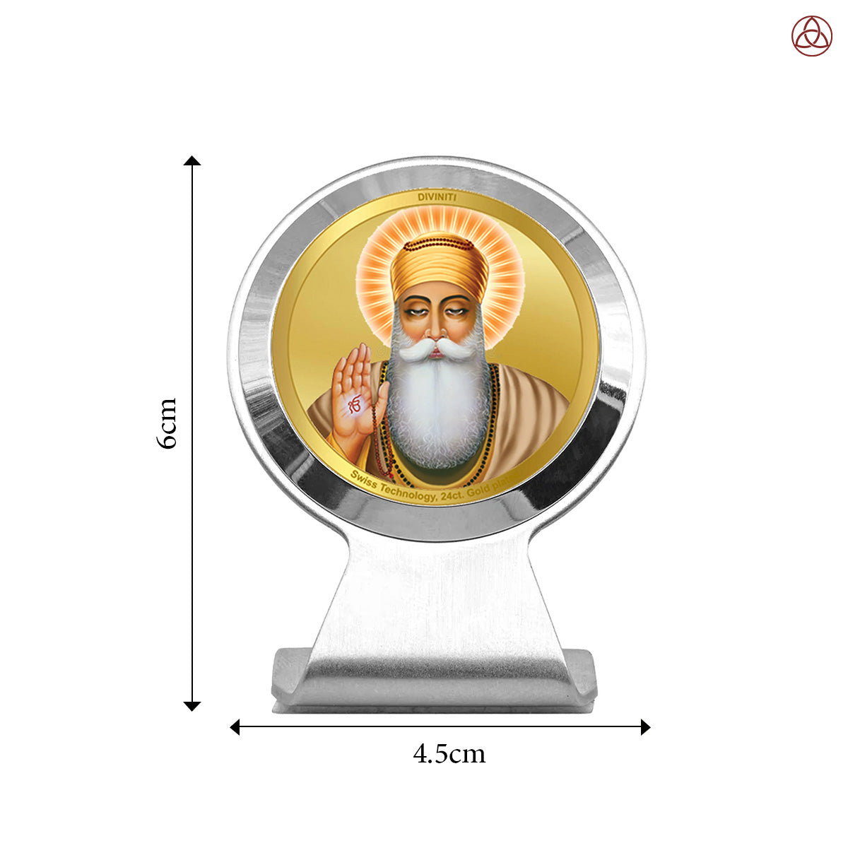 Guru Nanak Dev Ji | Divine Sikh Guru Car Dashboard & Tabletop Photo Frame in 24K Gold Plated Foil