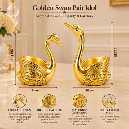 999 Gold-Plated Swan Candle Stand Pair | Premium Gift Box | 12x10 CM