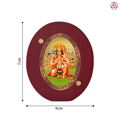 Panchmukhi Hanuman Car Dashboard & Tabletop Photo Frame, 24K gold-plated, 7x6 cm, intricate design.