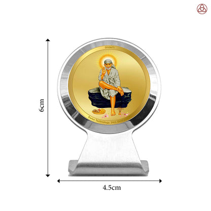 Sai Baba of Shirdi | Divine Shirdi Sai Baba Car Dashboard & Tabletop Photo Frame in 24K Gold Plated Foil