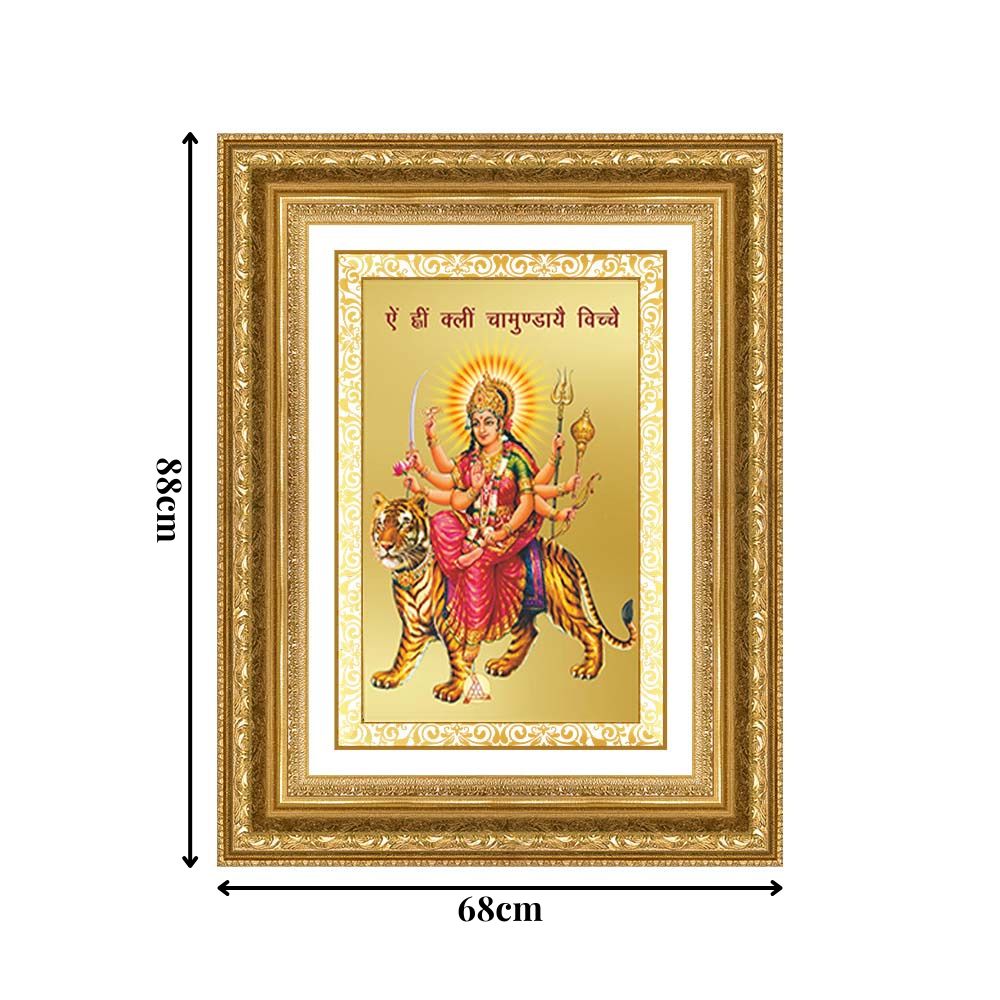 Diviniti 24K Gold Plated Durga With Mantra (Classic) Divine Wall Frame for Home Mandir & Office Decor | Luxury Spiritual Gift