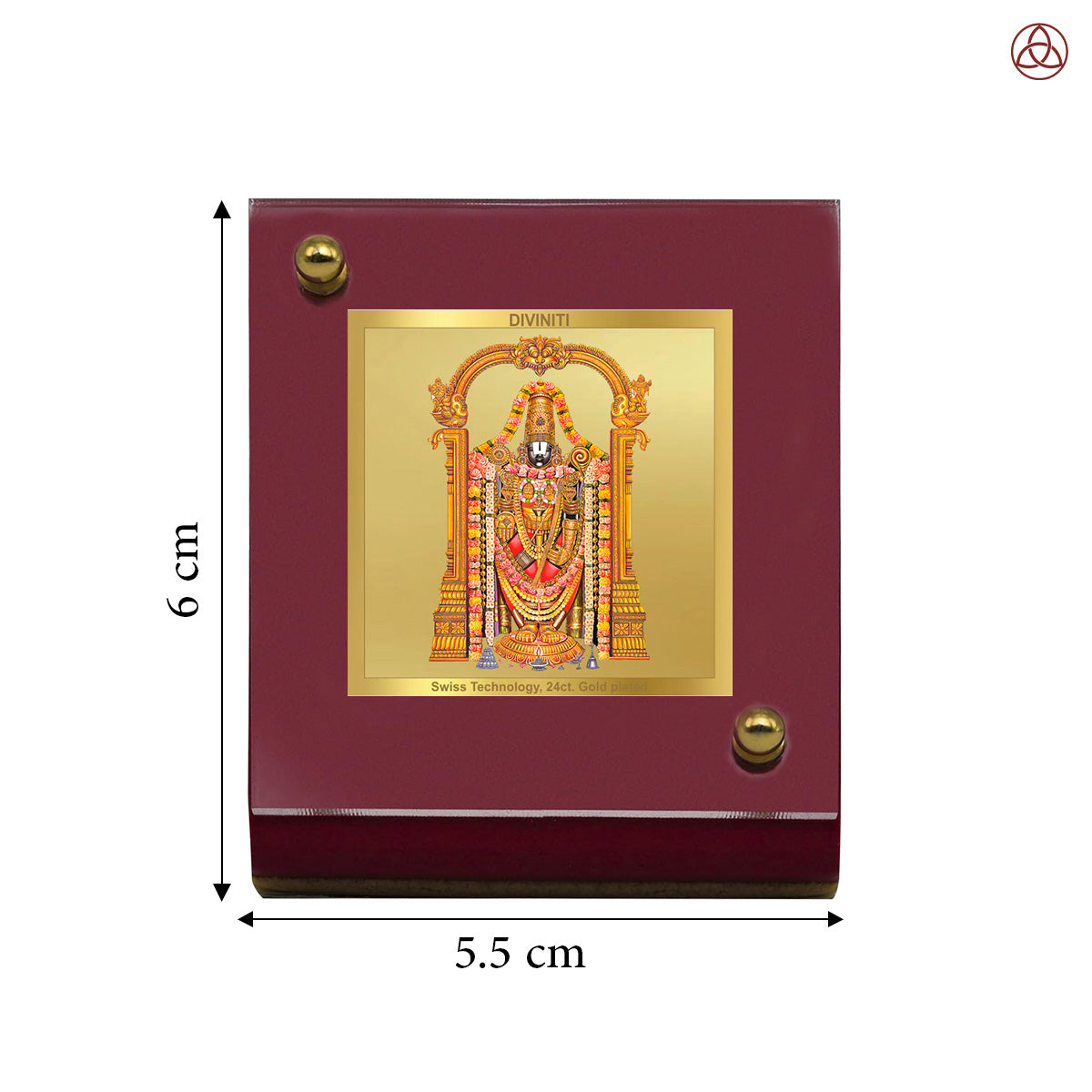 Tirupati Balaji | Divine Lord Balaji Car Dashboard & Tabletop Photo Frame in 24K Gold Plated Foil