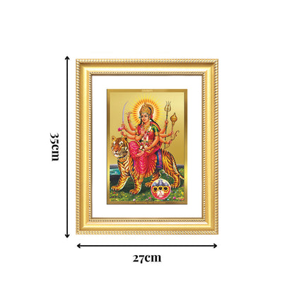 Diviniti 24K Gold Plated Durga - Sherawali Mata With Pind (Classic) Divine Wall Frame for Home Mandir & Office Decor | Luxury Spiritual Gift