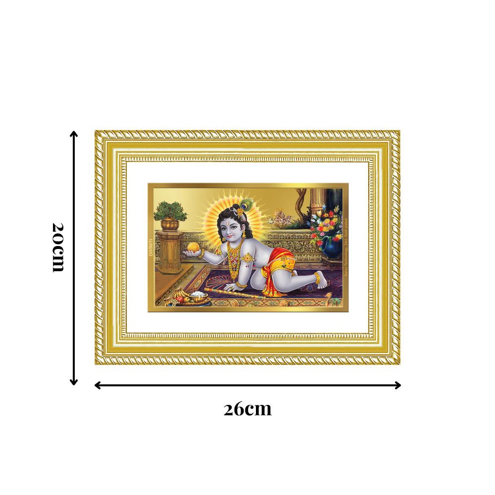 Diviniti 24K Gold Plated Laddu Gopal (Classic) Divine Wall Frame for Home Mandir & Office Decor | Luxury Spiritual Gift