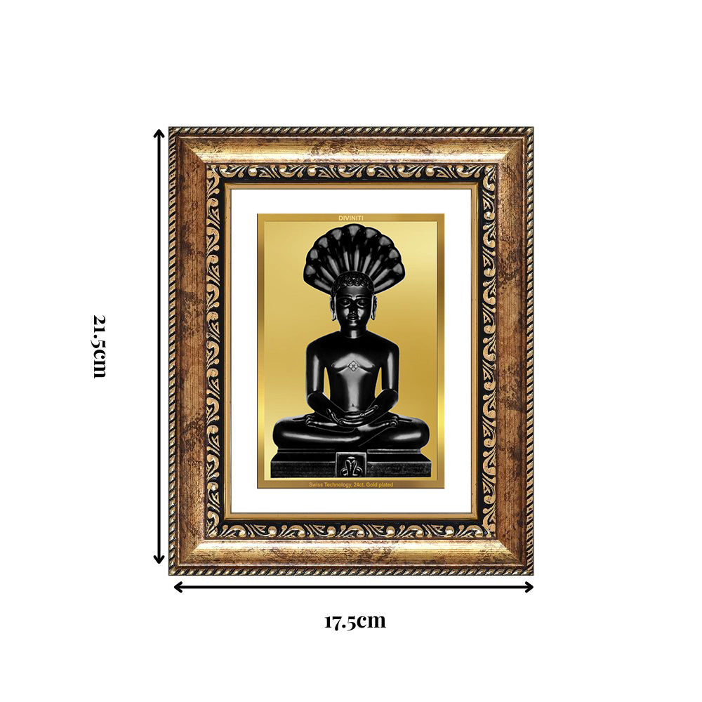 Diviniti 24K Gold Plated Parshvanath (Classic) Divine Wall and Table Top Frame for Home Mandir & Office Decor | Luxury Spiritual Gift