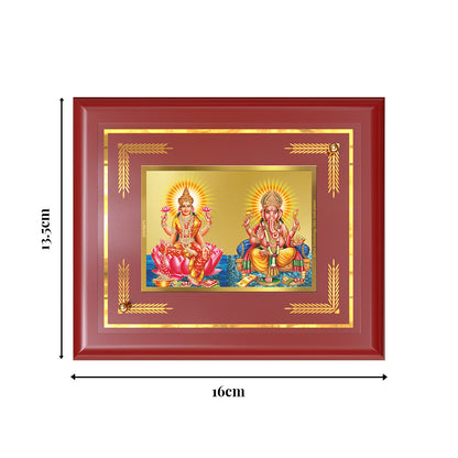 Diviniti 24K Gold Plated Lakshmi & Ganesh Blessing Tabletop Photo Frame | Wealth, Prosperity & Divine Grace MDF Size 1