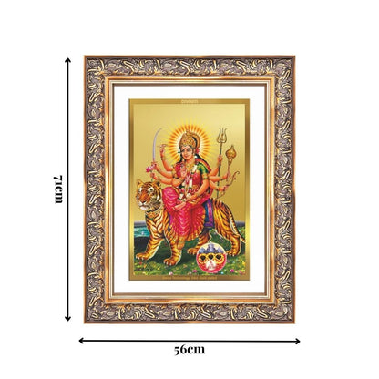 Diviniti 24K Gold Plated Durga - Sherawali Mata With Pind (Classic) Divine Wall Frame for Home Mandir & Office Decor | Luxury Spiritual Gift