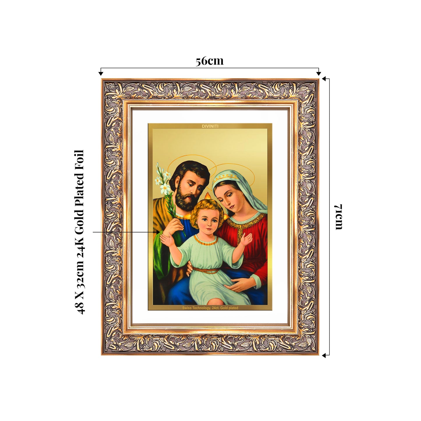 Holy Family | Sacred Wall Mount Photo Frame in 24K Gold Plated Foil