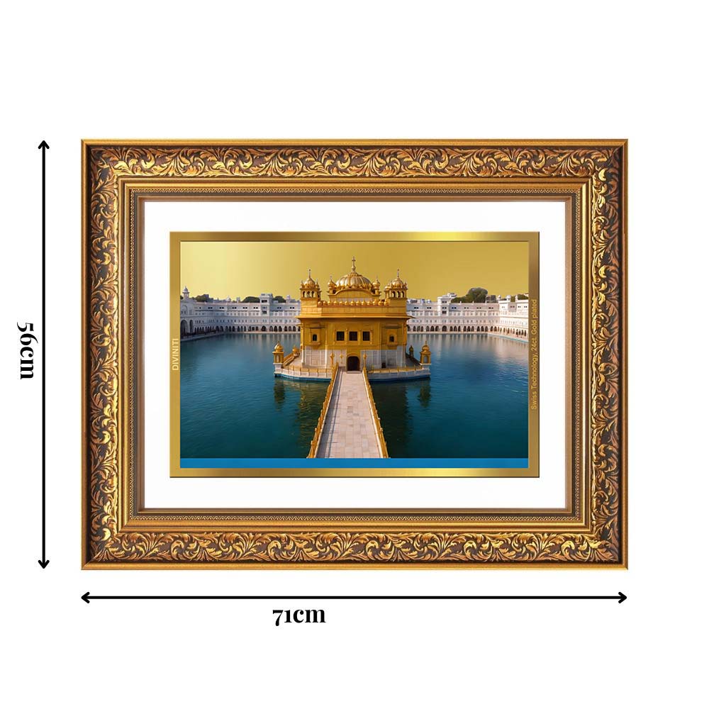 Diviniti 24K Gold Plated Golden Temple (Classic) Divine Wall Frame for Home Mandir & Office Decor | Luxury Spiritual Gift