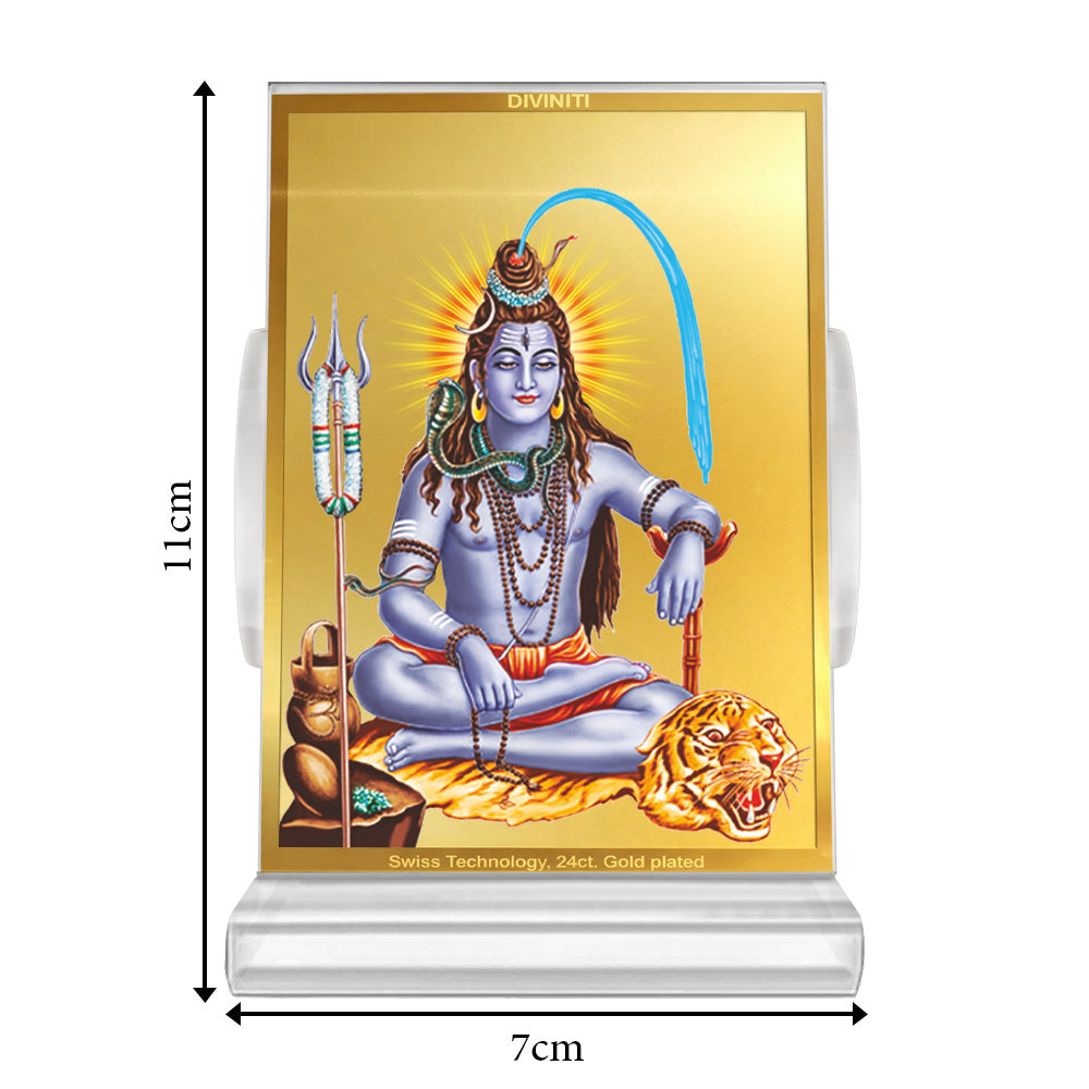 Lord Shiva | Spiritual Car Dashboard & Tabletop Frame in 24K Gold Plated Foil