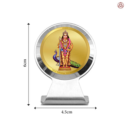 Murugan | Divine Lord Murugan Car Dashboard & Tabletop Photo Frame in 24K Gold Plated Foil