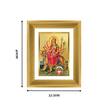 Diviniti 24K Gold Plated Durga - Sherawali Mata With Pind (Classic) Divine Wall Frame for Home Mandir & Office Decor | Luxury Spiritual Gift