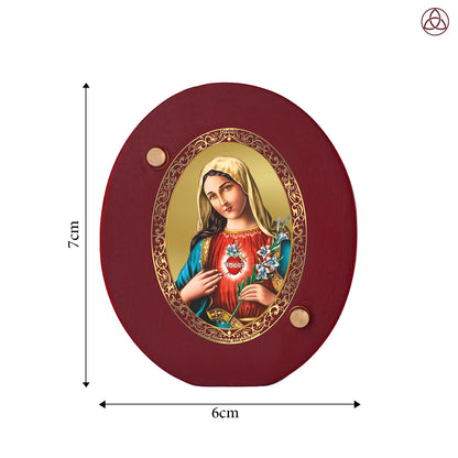 Mother Mary Car Dashboard & Tabletop Photo Frame, 24K gold-plated, 7x6 cm, intricate design.