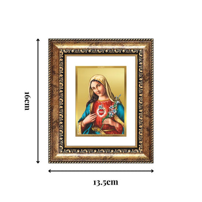 Diviniti 24K Gold Plated Mother Mary Divine Table Top Frame for Home Mandir & Office Decor | Luxury Spiritual Gift