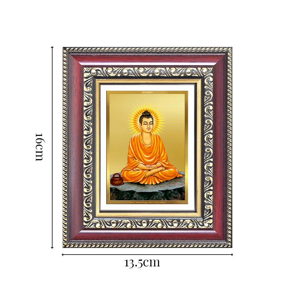 Diviniti 24K Gold Plated Buddha (Classic) Divine Table Top Frame for Home Mandir & Office Decor | Luxury Spiritual Gift