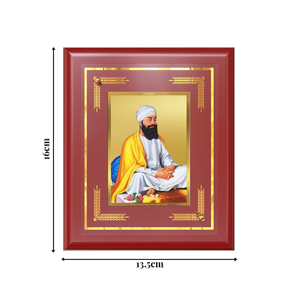 Diviniti 24K Gold Plated Guru Tegh Bahadur Sahib Ji Wall & Tabletop Photo Frame | Courage, Faith & Divine Blessings