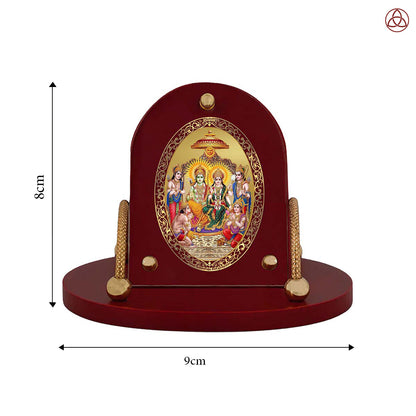 Ram Darbar | Divine Lord Ram, Sita, Laxman & Hanuman Car Dashboard & Tabletop Photo Frame in 24K Gold Plated Foil
