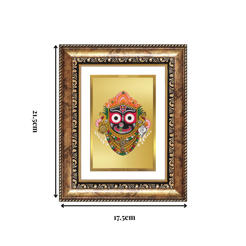 Diviniti 24K Gold Plated Jagannath (Classic) Divine Wall and Table Top Frame for Home Mandir & Office Decor | Luxury Spiritual Gift