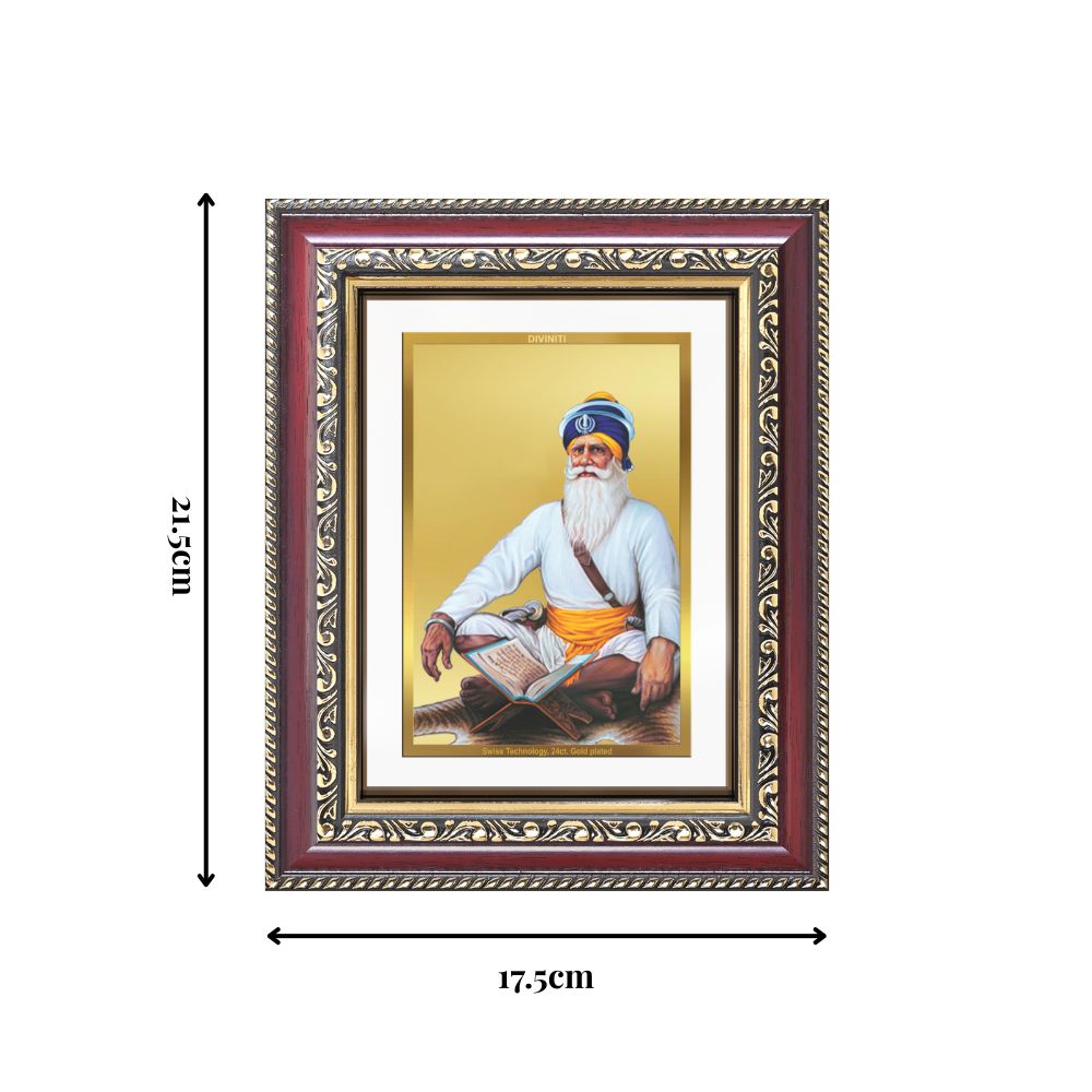 Diviniti 24K Gold Plated Baba Deep Singh Sacred Sikh Wall and Table Top Frame for Home Decor & Office Ambiance | Premium Spiritual Gift