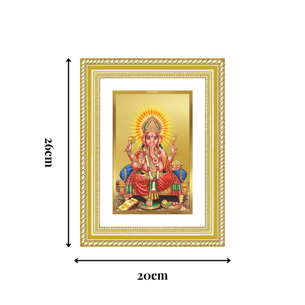 Diviniti 24K Gold Plated Ganesha (Classic) Divine Wall Frame for Home Mandir & Office Decor | Luxury Spiritual Gift