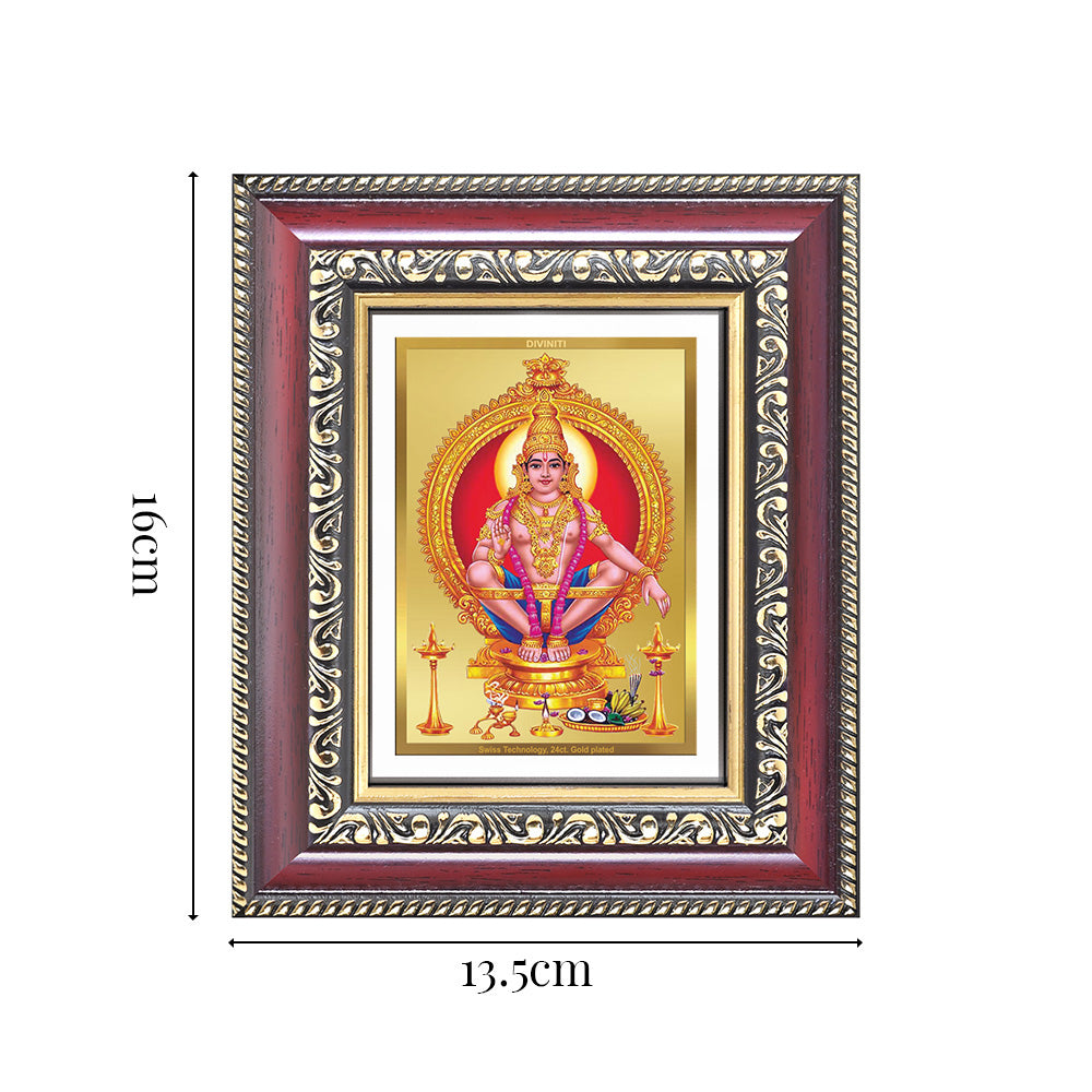 Diviniti 24K Gold Plated Ayyappan Divine Table Top Frame for Home Mandir & Office Decor | Luxury Spiritual Gift