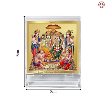 Ram Darbar | Divine Ram Parivar Car Dashboard & Tabletop Photo Frame in 24K Gold Plated Foil