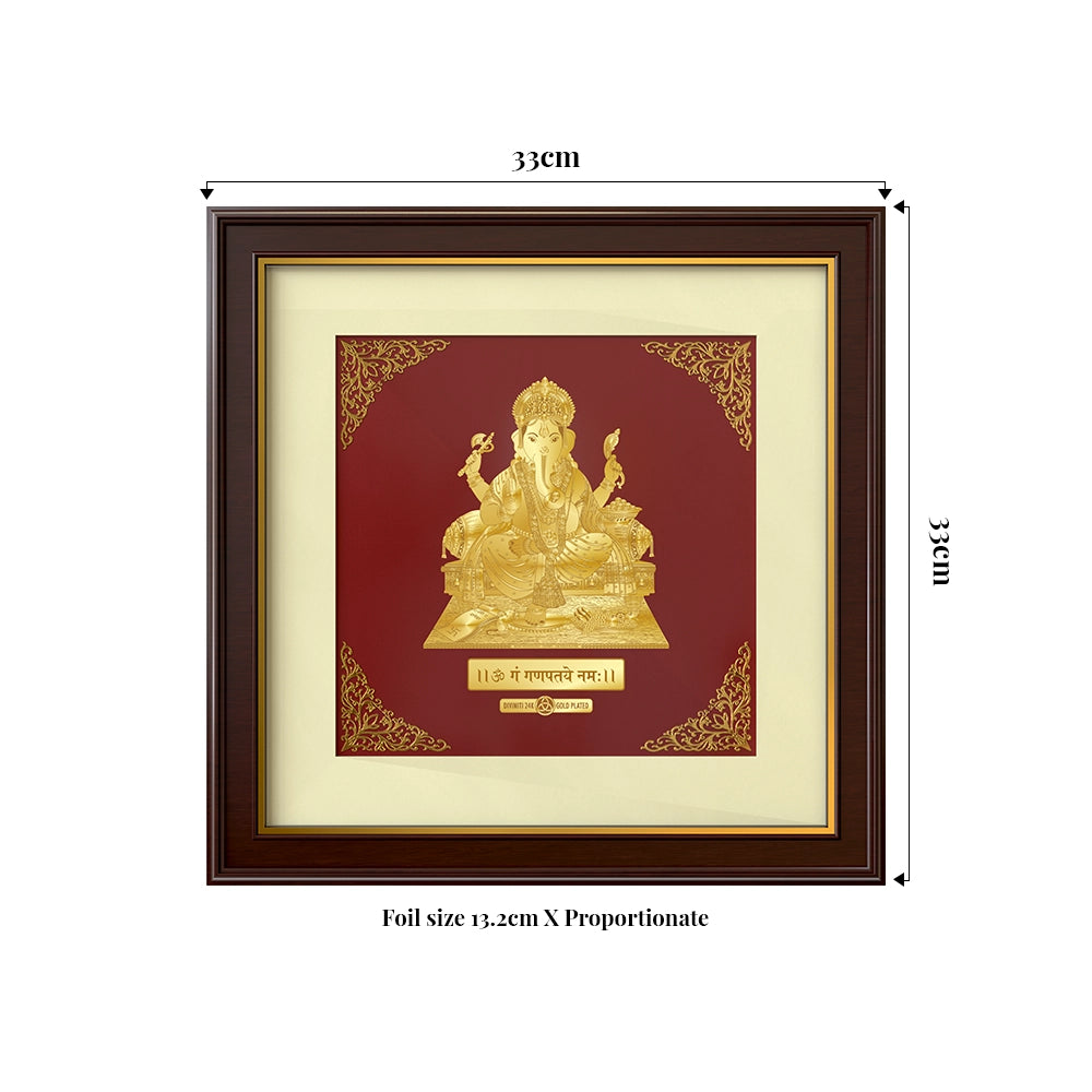 Ganesha | Divine Auspicious Beginnings Gold on Gold Wall Hanging Frame in 24K Gold Plated Foil