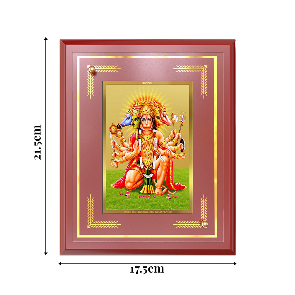 Panchmukhi Hanuman | Five-Faced Hanuman Wall and Tabletop Photo Frame in 24K Gold Plated Foil