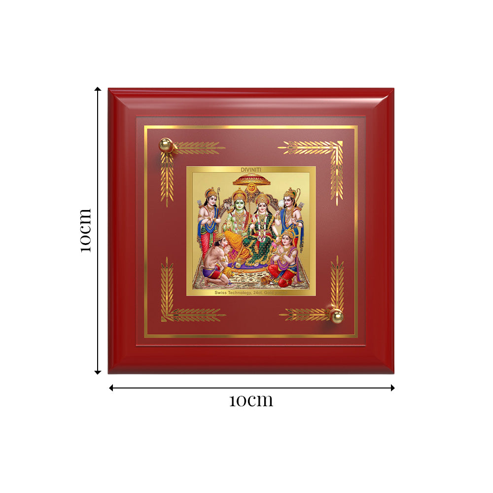 Ram Darbar | Lord Ram with Sita, Lakshman & Hanuman | Divine Royal Court For Tabletop Frame in 24K Gold Plated Foil