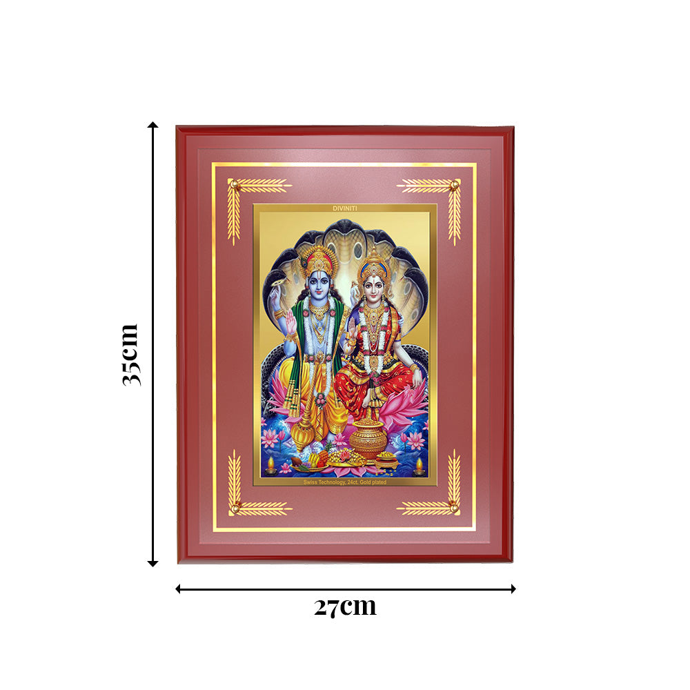 Diviniti Lakshmi Vishnu Wall Photo Frame in 24K Gold Plated Foil – Prosperity, Protection & Divine Harmony