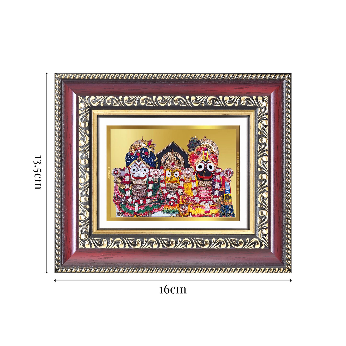 Diviniti 24K Gold Plated Jagannath Subhadra Balabhadra (Classic) Divine Table Top Frame for Home Mandir & Office Decor | Luxury Spiritual Gift