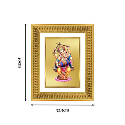 Diviniti 24K Gold Plated Dancing Ganesha (Classic) Divine Wall Frame for Home Mandir & Office Decor | Luxury Spiritual Gift