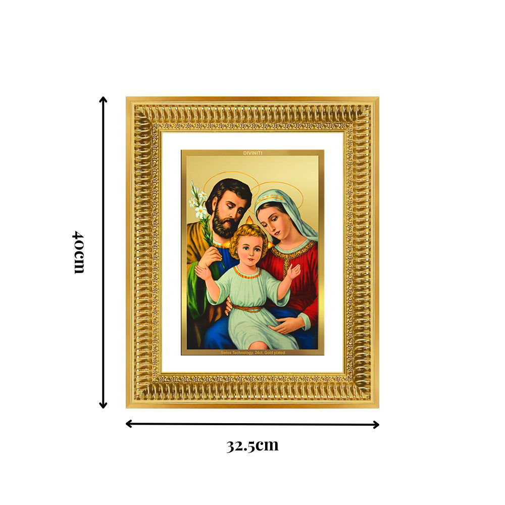 Diviniti 24K Gold Plated Holy Family (Classic) Divine Wall Frame for Home Mandir & Office Decor | Luxury Spiritual Gift