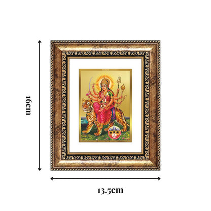 Diviniti 24K Gold Plated Durga - Sherawali Mata With Pind Divine Table Top Frame for Home Mandir & Office Decor | Luxury Spiritual Gift
