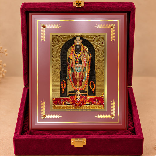 24K Gold-Plated Ram Lalla MDF Frame | Premium Gift Box | 27x35 CM
