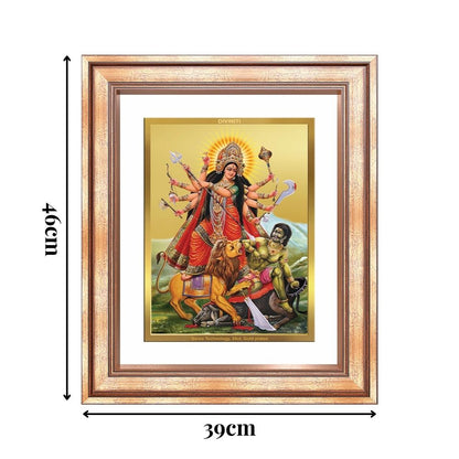 Diviniti 24K Gold Plated Durga - Mahishasura Mardini (Classic) Divine Wall Frame for Home Mandir & Office Decor | Luxury Spiritual Gift