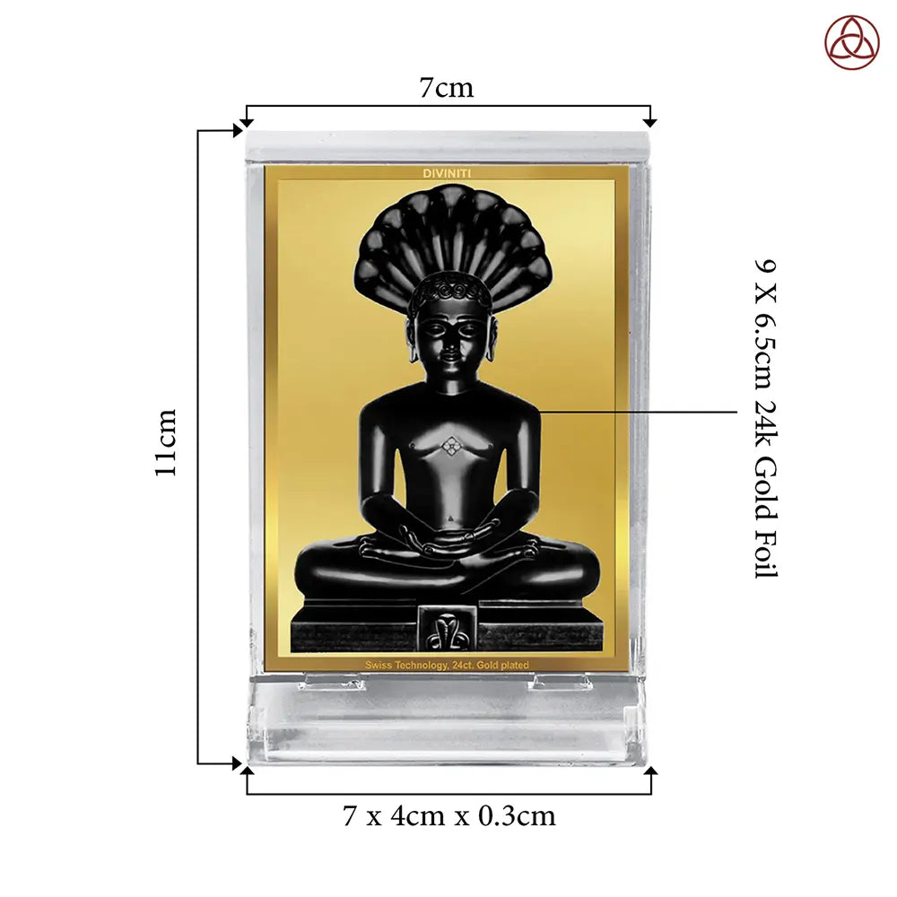 Lord Parshvanatha | 23rd Jain Tirthankara Car Dashboard Frame in 24K Gold Plated Foil