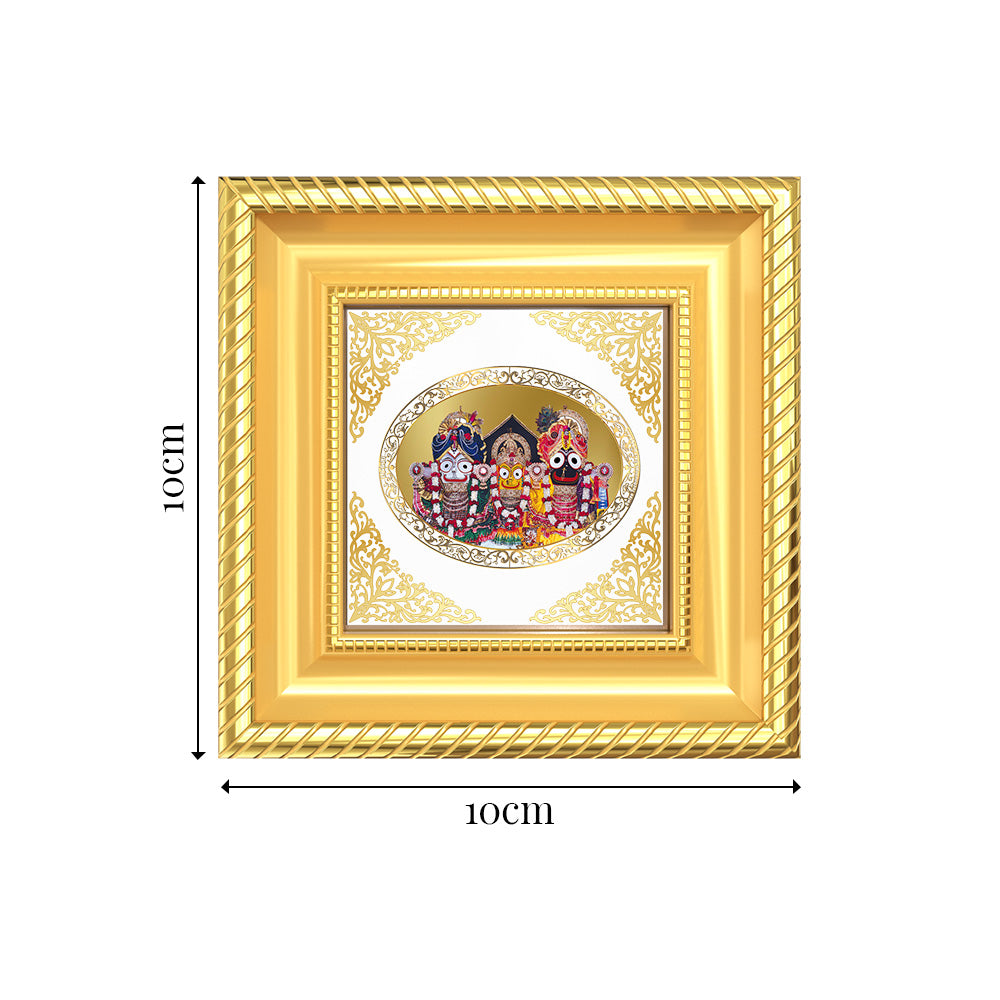 Jagannath Subhadra Balabhadra | Divine Trio Royal Tabletop Photo Frame in 24K Gold Plated Foil