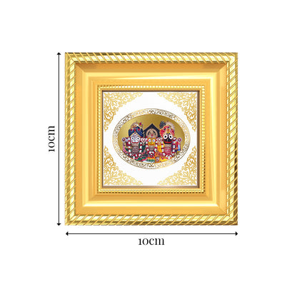 Jagannath Subhadra Balabhadra | Divine Trio Royal Tabletop Photo Frame in 24K Gold Plated Foil