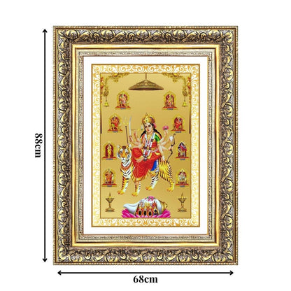 Diviniti 24K Gold Plated Nav Durga (Classic) Divine Wall Frame for Home Mandir & Office Decor | Luxury Spiritual Gift
