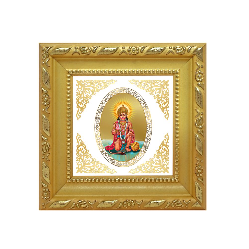Hanuman with Blessings | Divine Sankat Mochan Royal Tabletop Photo Frame in 24K Gold Plated Foil