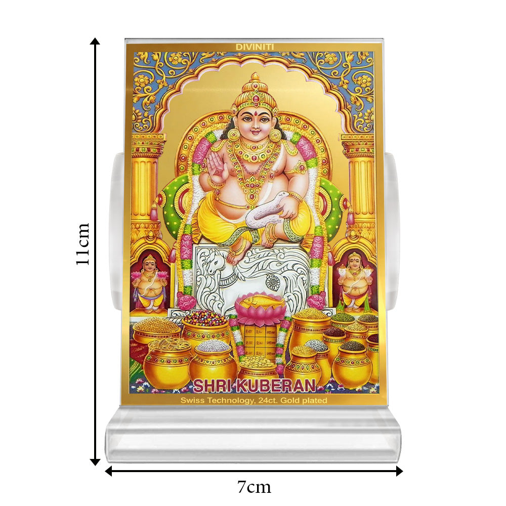 Kuber Ji | Divine Lord Kuber Car Dashboard & Tabletop Photo Frame in 24K Gold Plated Foil