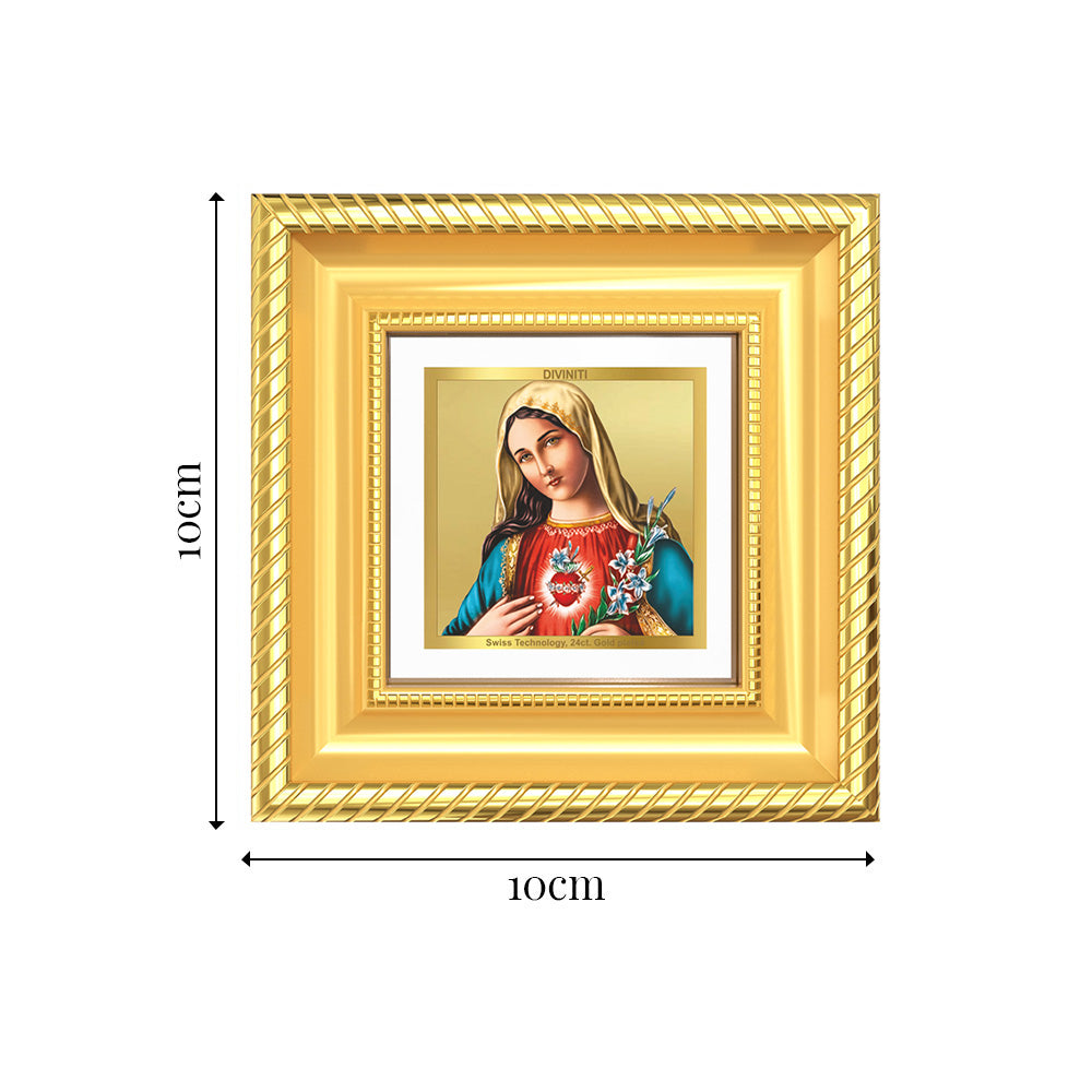 Diviniti Mother Mary Tabletop Photo Frame in 24K Gold Plated Foil | Love, Compassion & Divine Grace | DG015S1A (10x10 CM)