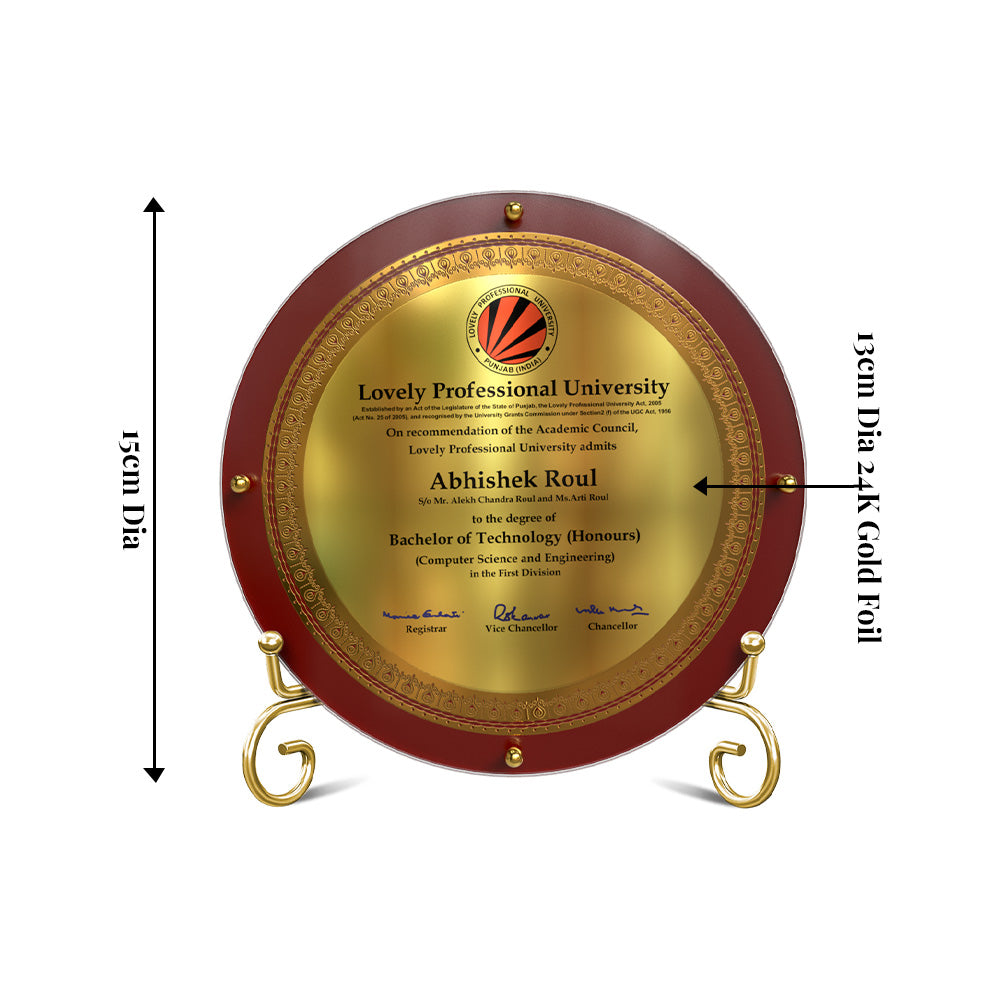Diviniti Customized MDF Memento with Matter Printed on 24K Gold Plated Foil | Luxury Personalized Award | Premium Corporate Gift Plaque