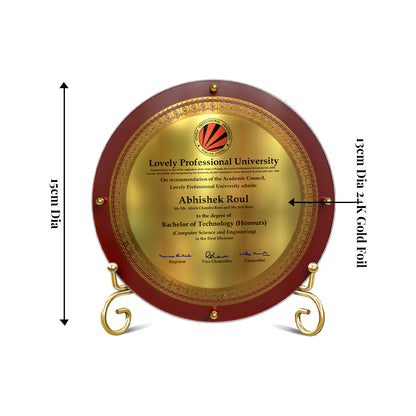 Diviniti Customized MDF Memento with Matter Printed on 24K Gold Plated Foil | Luxury Personalized Award | Premium Corporate Gift Plaque
