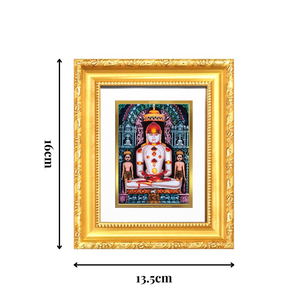 Diviniti 24K Gold Plated Adinath Divine Table Top Frame for Home Mandir & Office Decor | Premium Jain Spiritual Gift