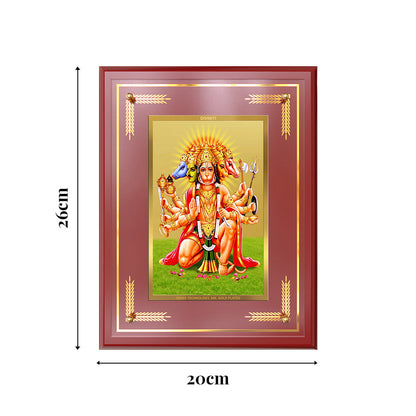 Panchmukhi Hanuman | Five-Faced Hanuman Wall and Tabletop Photo Frame in 24K Gold Plated Foil